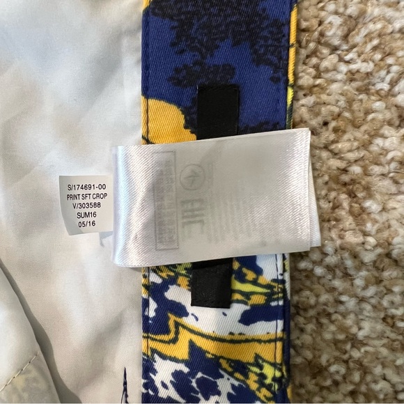 Banana Republic Avery Yellow Floral Paisley Pants Crop Women’s 14 - Picture 13 of 14